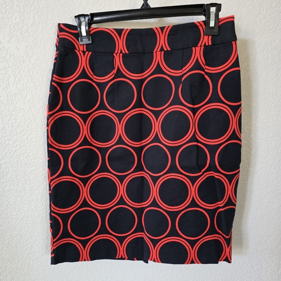 Banana Republic Black and Red Pencil Cotton Blend Skirt Knee-Length Size 2 - Picture 1 of 10